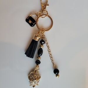 Gold and Black Tassel Purse Charm